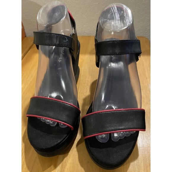 Skechers Size 8 NewWave Modern Mama Black Red #34200 Sandals Wedge Platform‎ - Picture 3 of 6
